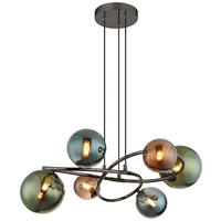 GLOBO Pendelleuchte grau bronze Glas Metall H/D: ca. 120x65 cm 6.0 Brennstellen Riha - bronze/grau (65,00/120,00cm) - GLOBO