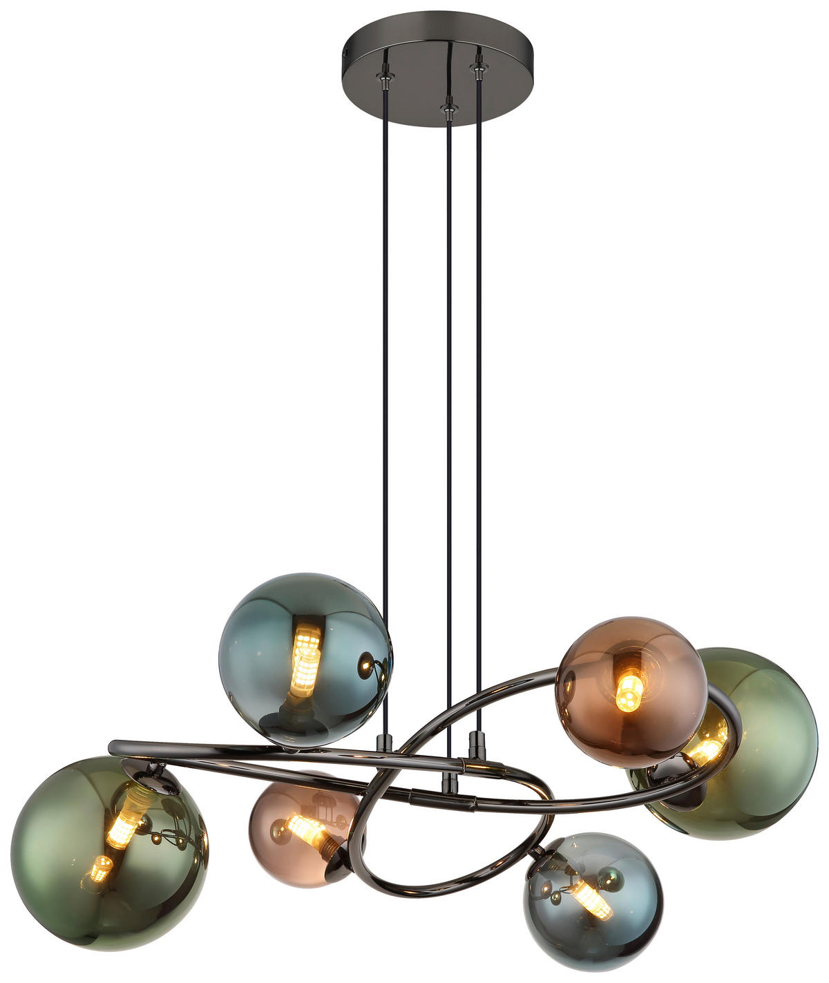 GLOBO Pendelleuchte grau bronze Glas Metall H/D: ca. 120x65 cm 6.0 Brennstellen Riha - bronze/grau (65,00/120,00cm) - GLOBO