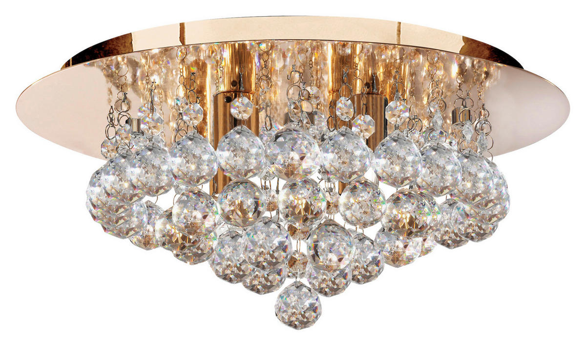 Searchlight Deckenleuchte gold transparent Stahl Glas B/H/T/D: ca. 35x17,5x17,5x35 cm G9 4 Brennstellen Hanna - gold/transparent (35,00/17,50/17,50cm) - Searchlight