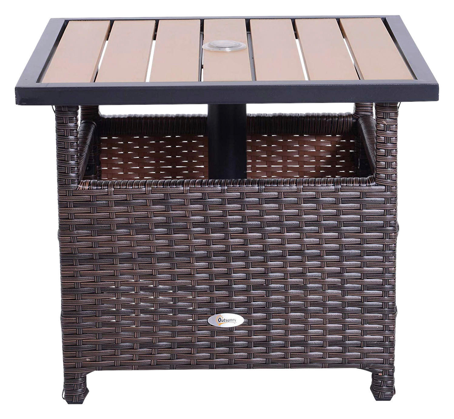 Outsunny Gartentisch braun Polyrattan B/...