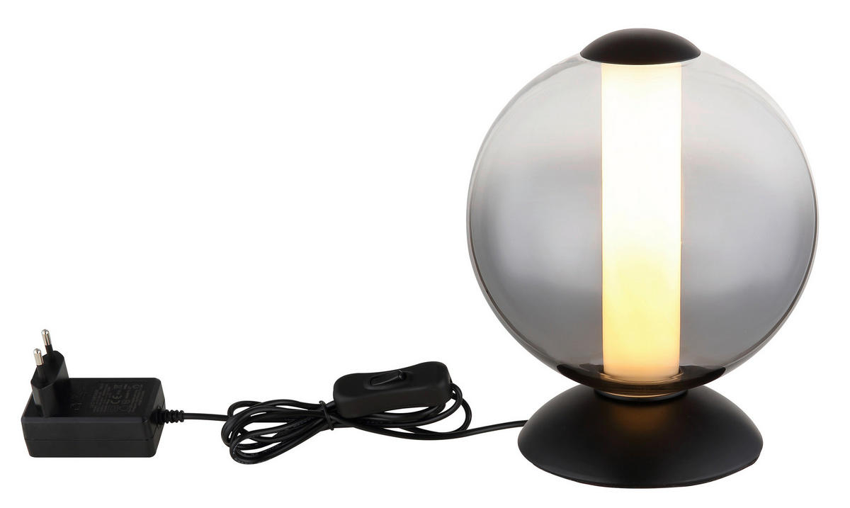 GLOBO Tischleuchte Rauch Opal mattschwarz Metall Glas H/D: ca. 21x18 cm 1 Brennstellen Lacy - Opal/mattschwarz (18,00/21,00cm) - GLOBO