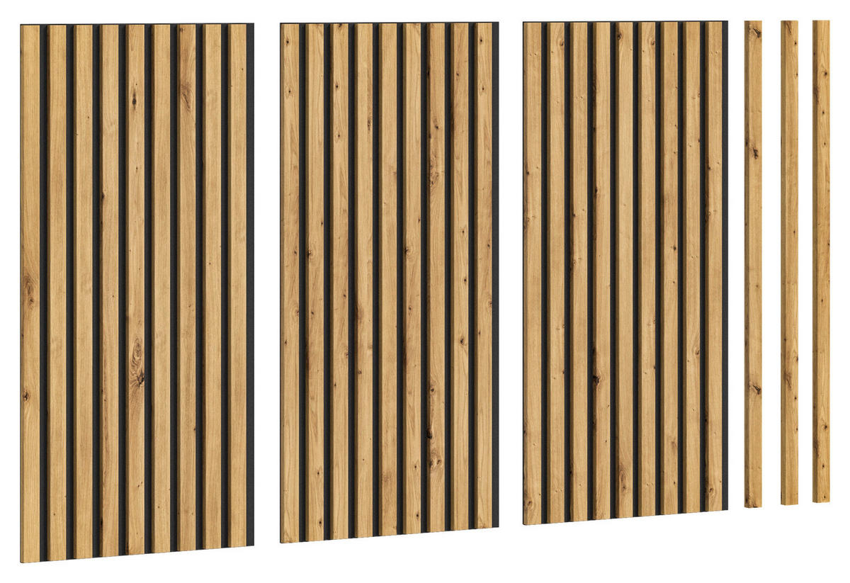 Paneel SILENCE 3er-Set Eiche Artisan Nachbildung anthrazit B/H/T: ca. 40x80x2 cm SILENCE 3er-Set - Eiche/anthrazit (40,00/80,00/2,00cm) - xonox.home