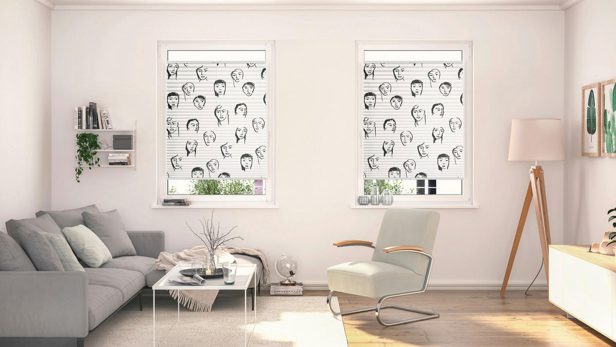 Spannplissee Faces schwarz B/L: ca. 100x130 cm Faces - schwarz (100,00/130,00cm) - LICHTBLICK