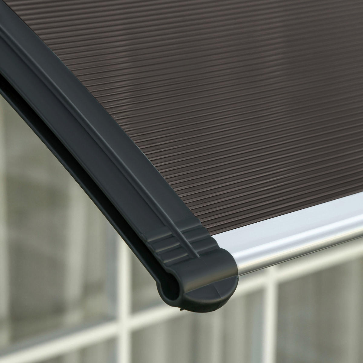 Outsunny Pultvordach braun B/H/L: ca. 96,5x27x103 cm Pultvordach - braun/schwarz (103,00/96,50/27,00cm) - Outsunny