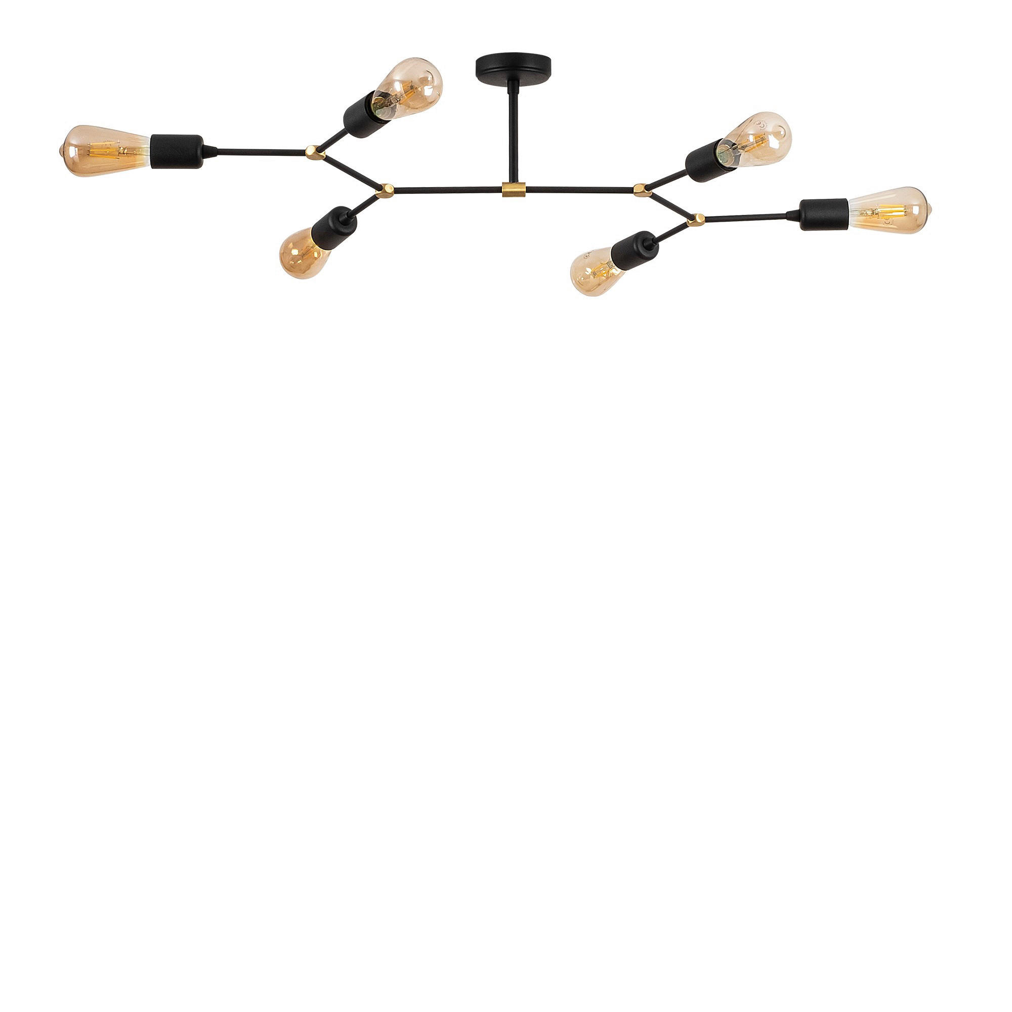 Thumbnail - Opviq Deckenleuchte Sparrow schwarz Metall B/H/T/L/D: ca. 48x20x48x95x10 cm E27 6 Brennstellen