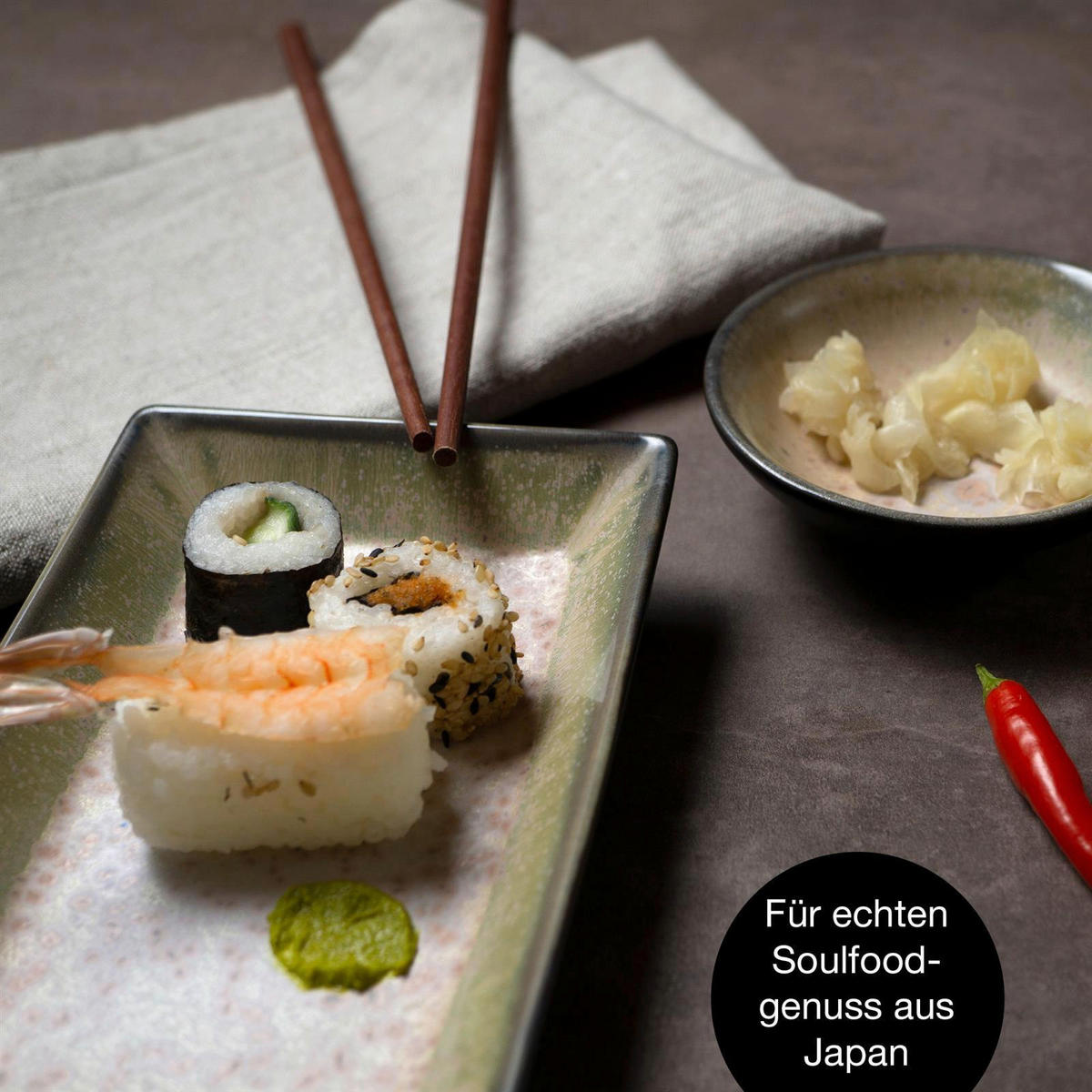 Moritz & Moritz Sushi-Set grün Porzellan Sushiset_4tlg. - lila/grün - Moritz & Moritz
