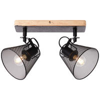Brilliant Spot Whole 40113/76 schwarz natur Metall Holz B/H/T: ca. 36,8x20x14 cm E14 2 Brennstellen Spot Whole 40113/76 - natur/schwarz (36,80/20,00/14,00cm) - Brilliant
