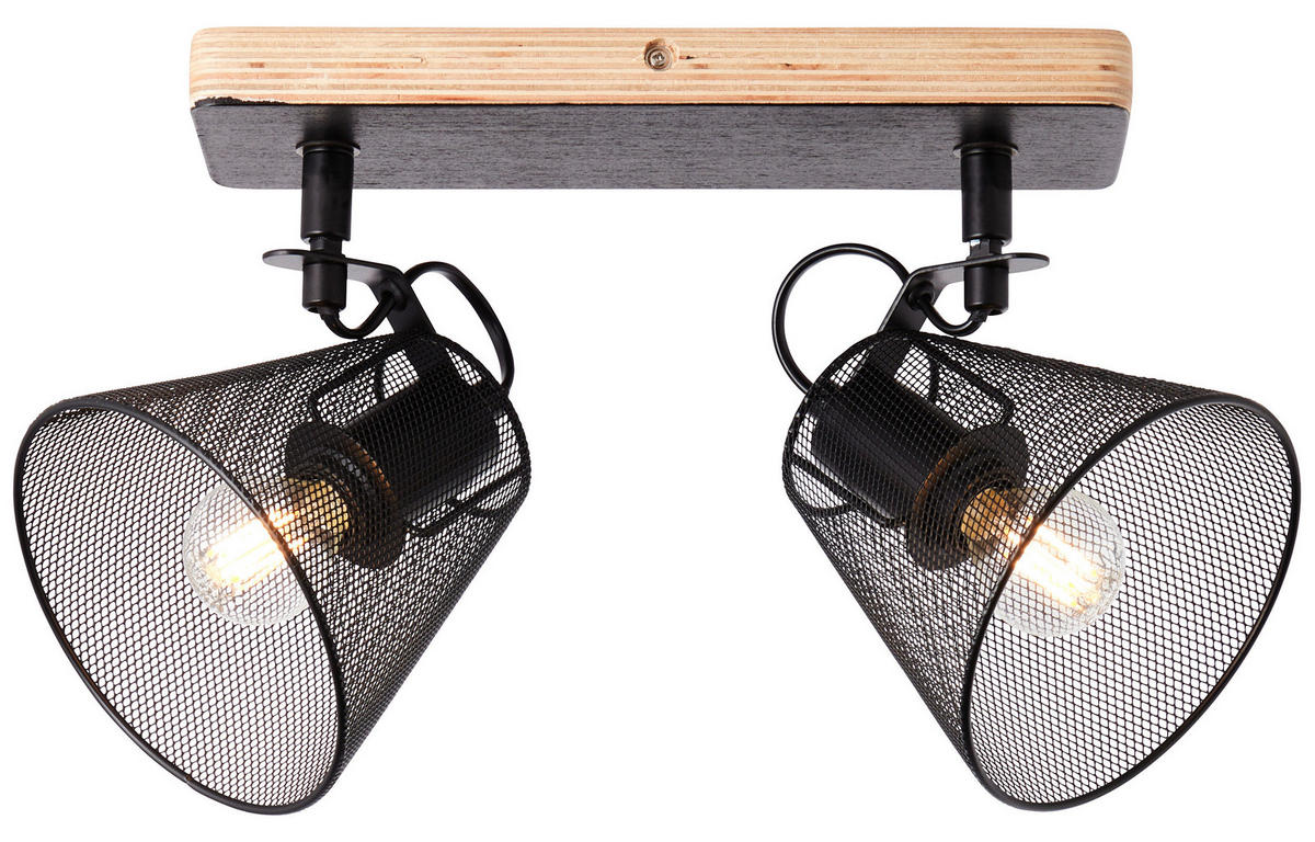 Brilliant Spot Whole 40113/76 schwarz natur Metall Holz B/H/T: ca. 36,8x20x14 cm E14 2 Brennstellen Spot Whole 40113/76 - natur/schwarz (36,80/20,00/14,00cm) - Brilliant
