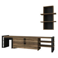 Wohnwand Epica walnuss Nachbildung schwarz B/H/T: ca. 180x46x39 cm Epica - schwarz/walnuss (180,00/46,00/39,00cm) - moebel17