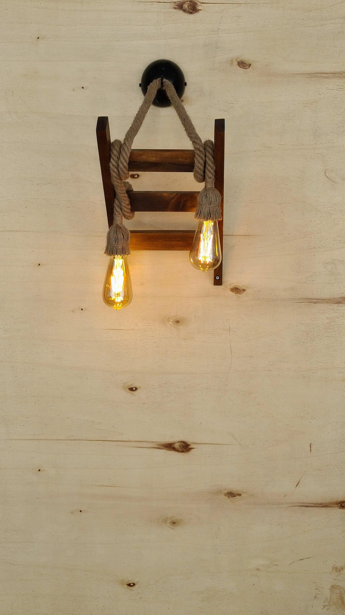 Opviq Wandleuchte nussbaum Kiefer B/H/L: ca. 25x23x45 cm E27 1 Brennstellen Merdiven Halat Aplik - nussbaum (45,00/25,00/23,00cm) - Opviq