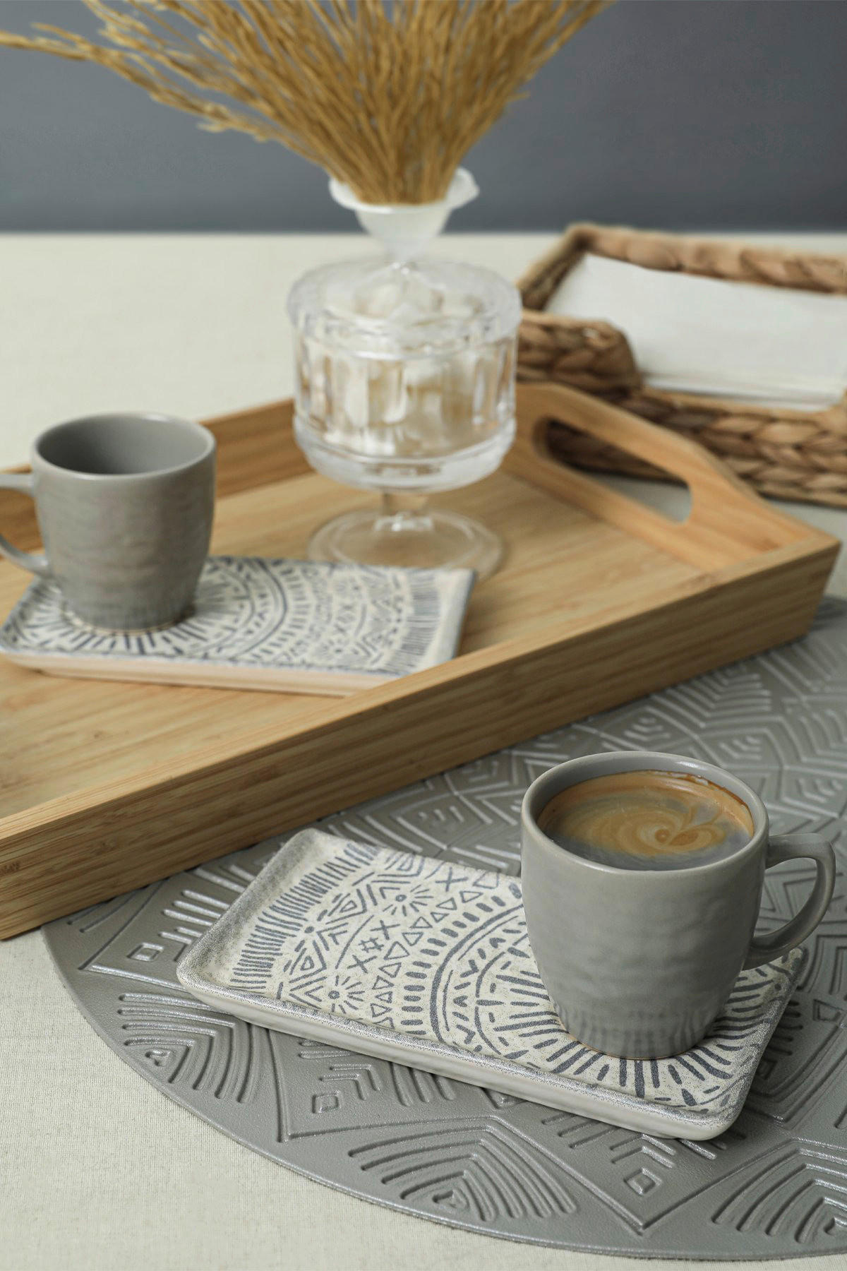 HermiaConcept Kaffeetassen-Set Kartal 4-tlg. grau Keramik Kartal 4-tlg. - grau - HermiaConcept