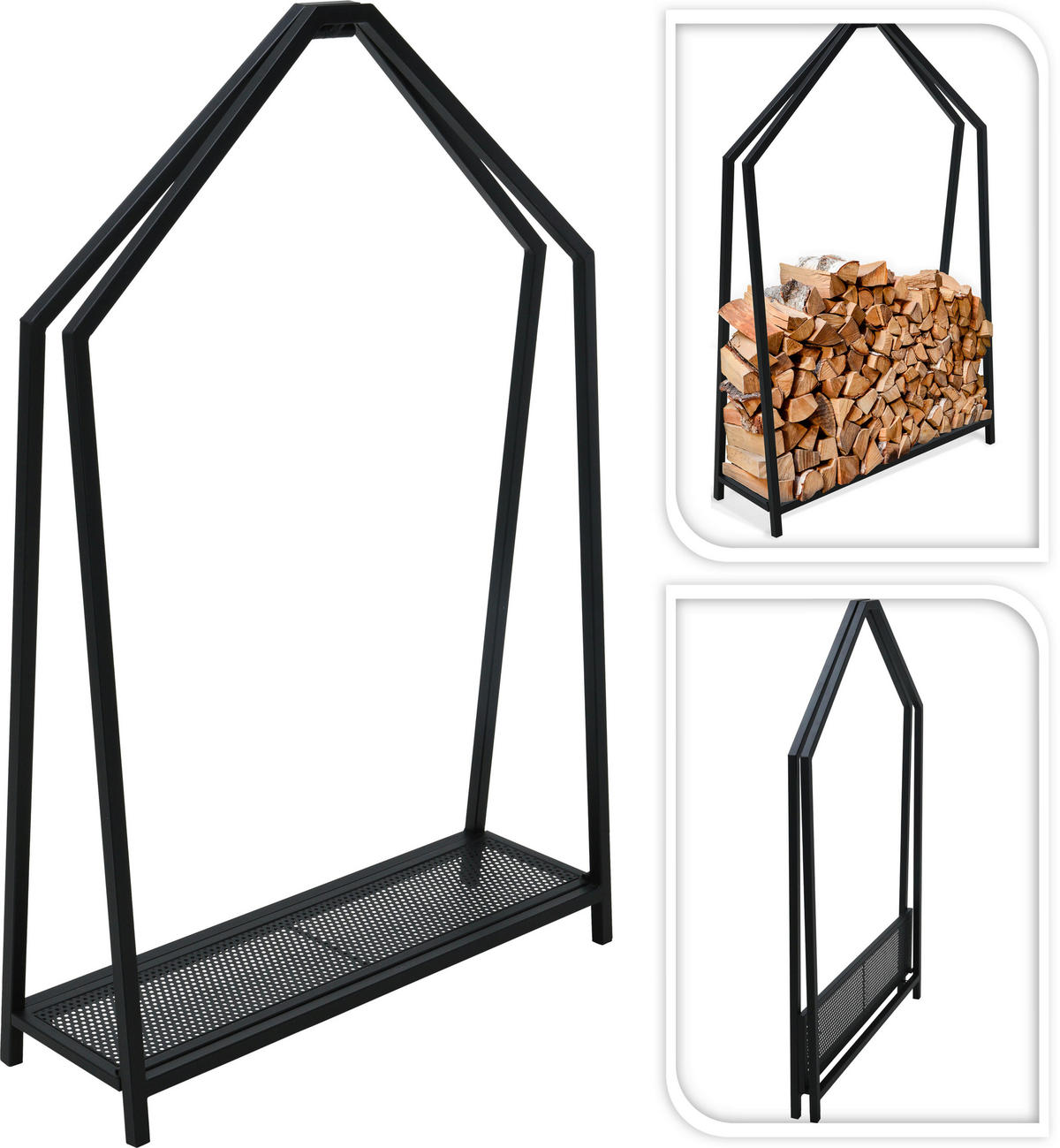 Kaminholzständer schwarz B/H/L: ca. 78,5x7x117,5 cm Kaminholzständer - schwarz (117,50/78,50/7,00cm)