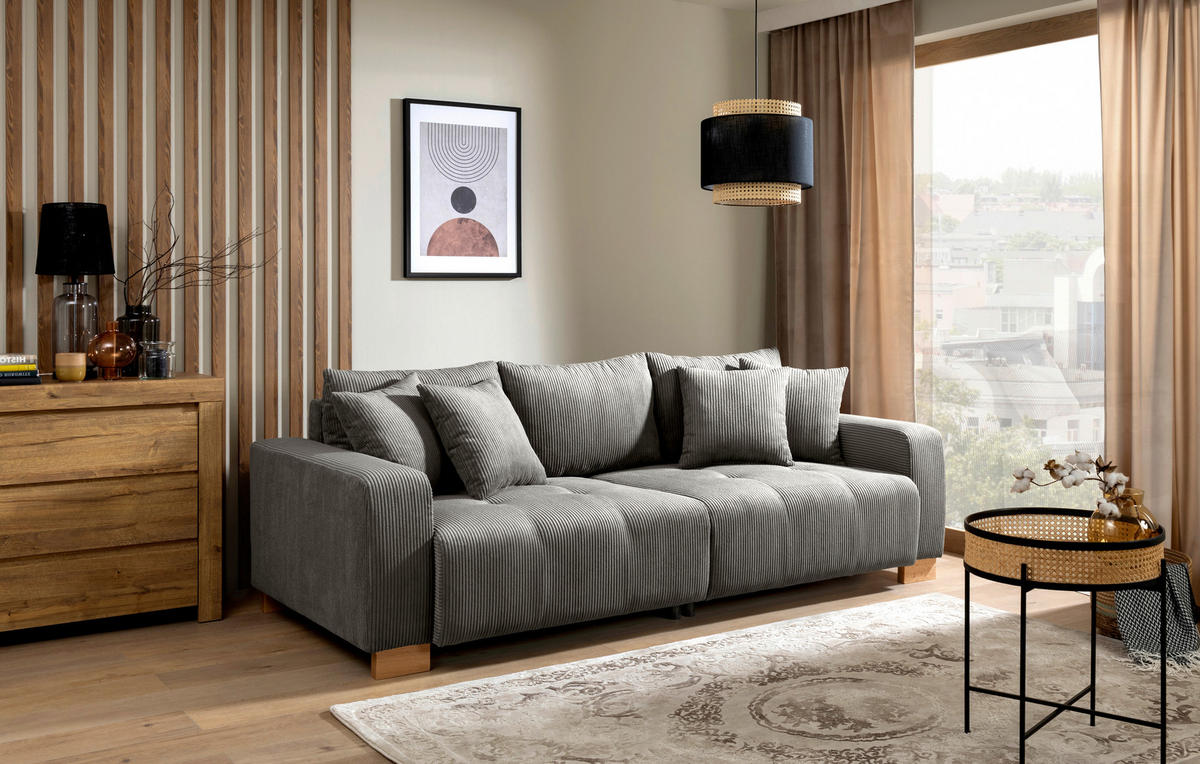 Big Sofa Alpha New dunkelgrau Microfaser B/H/T: ca. 244x85x112 cm Alpha New - buche/dunkelgrau (244,00/85,00/112,00cm)