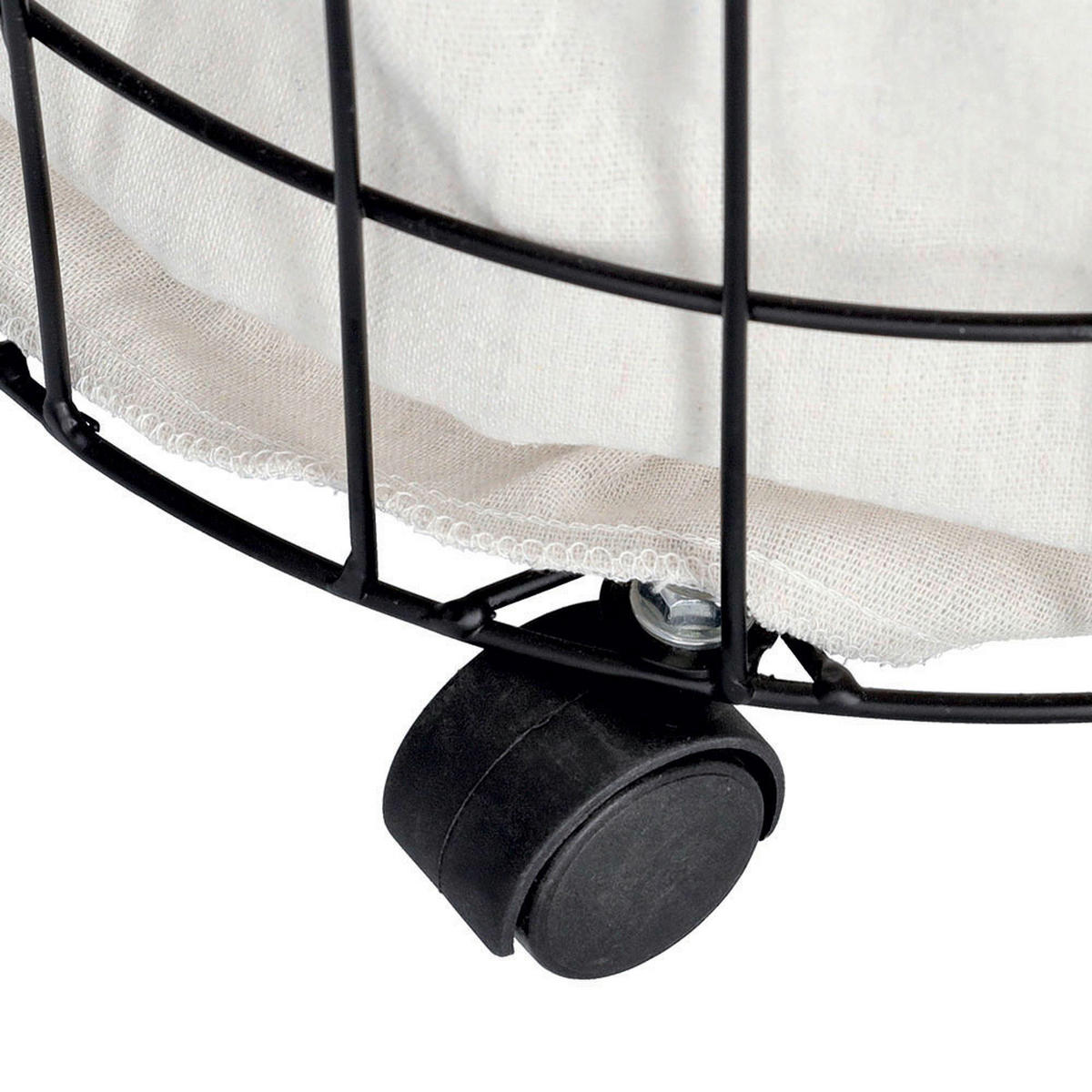 Zeller Wäschesammler weiß Metall B/H/L: ca. 44x60x44 cm Wäschesammler_auf_Rollen - weiß/schwarz (44,00/44,00/60,00cm) - Zeller
