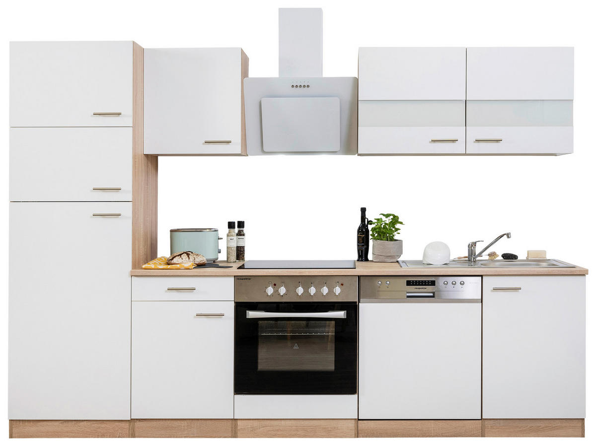 Respekta Küchenblock Economy weiß B/H/T: ca. 280x200x60 cm Economy - Eiche/weiß (280,00/200,00/60,00cm) - Respekta