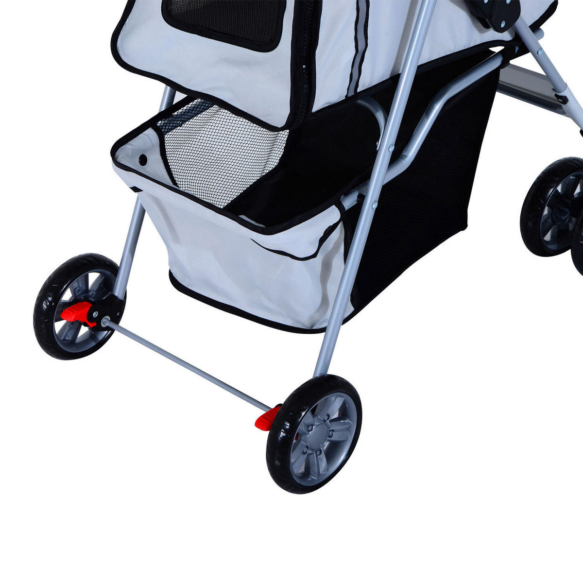 PawHut Hundewagen grau Polyester-Mischgewebe B/H/L: ca. 36x52x55 cm Hundewagen - schwarz/grau (55,00/36,00/52,00cm) - PawHut