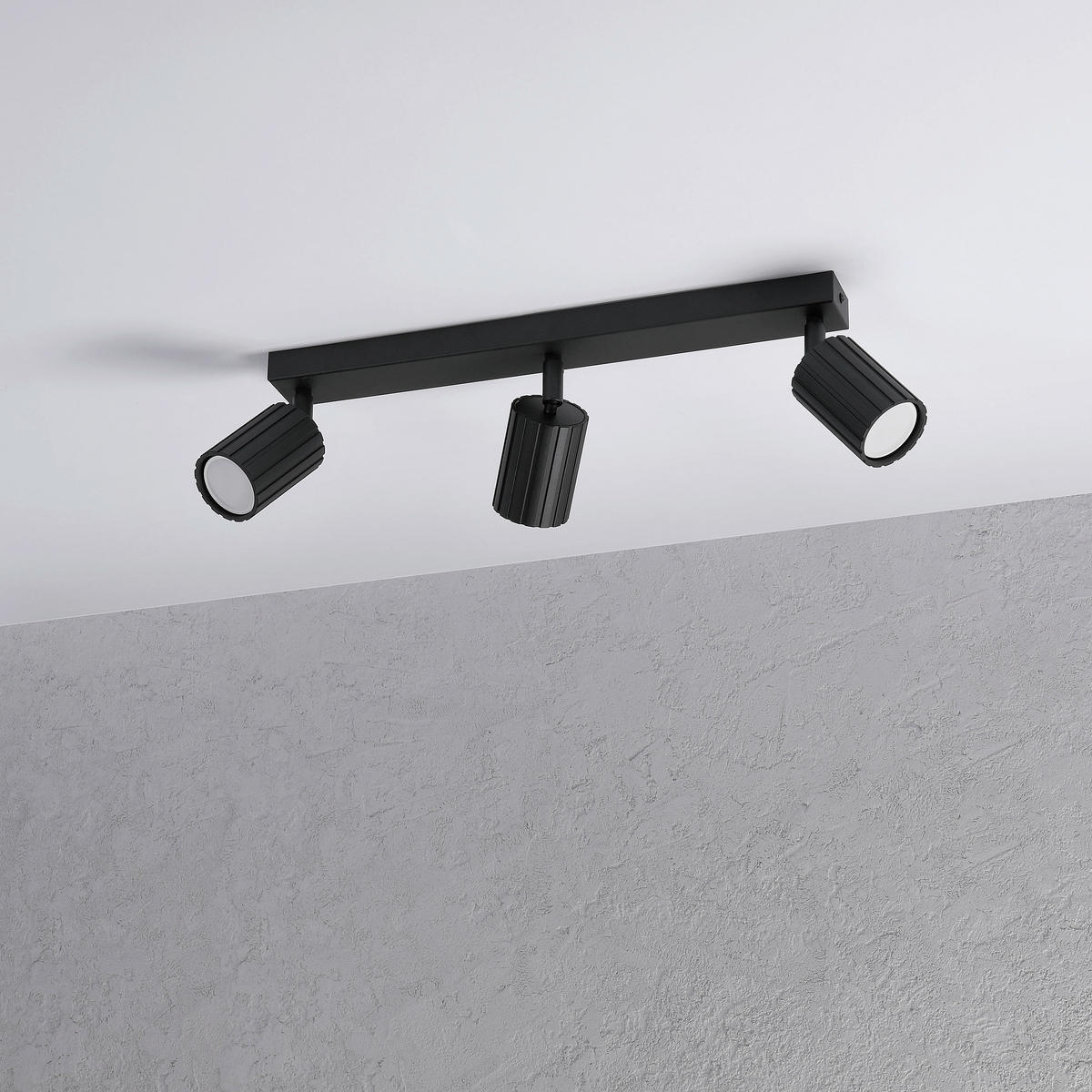 Lamkur Strahler schwarz Stahl B/H/L: ca. 6,5x16,5x45 cm 3 Brennstellen Prisma - schwarz (45,00/6,50/16,50cm) - Lamkur