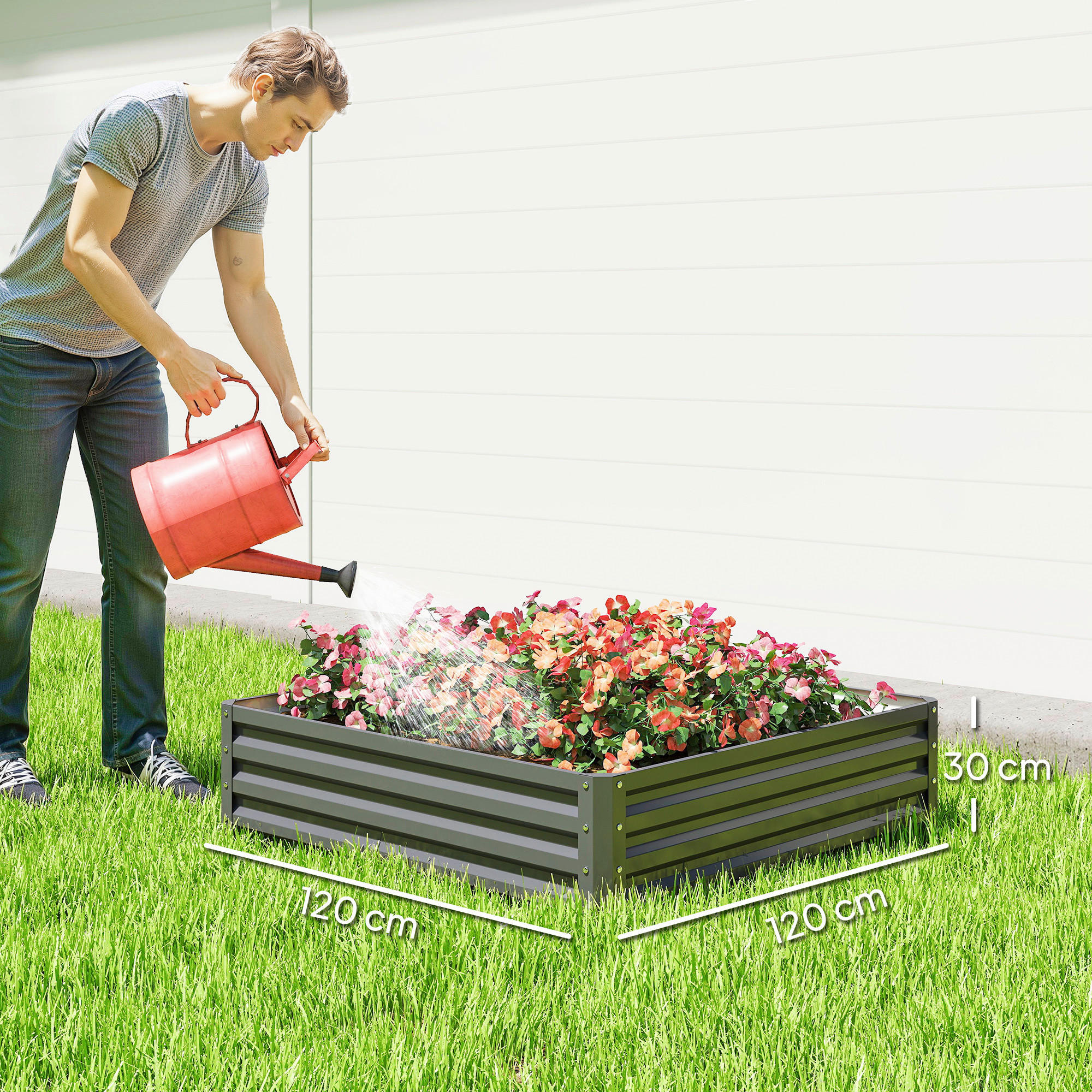 Thumbnail - Outsunny Hochbeet hellgrau B/H/L: ca. 120x30x120 cm