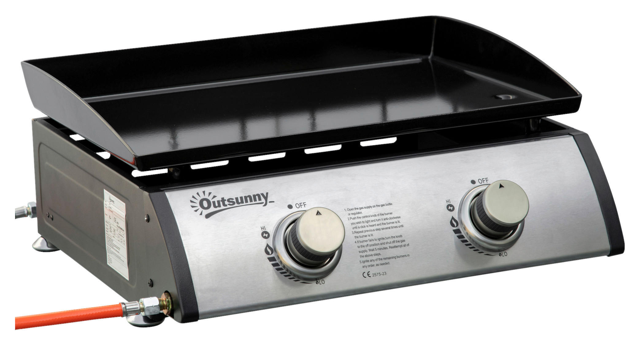 Outsunny Gasgrill Stahl B/H/L: ca. 46x21x48,5 cm Gasgrill - silber (48,50/46,00/21,00cm) - Outsunny