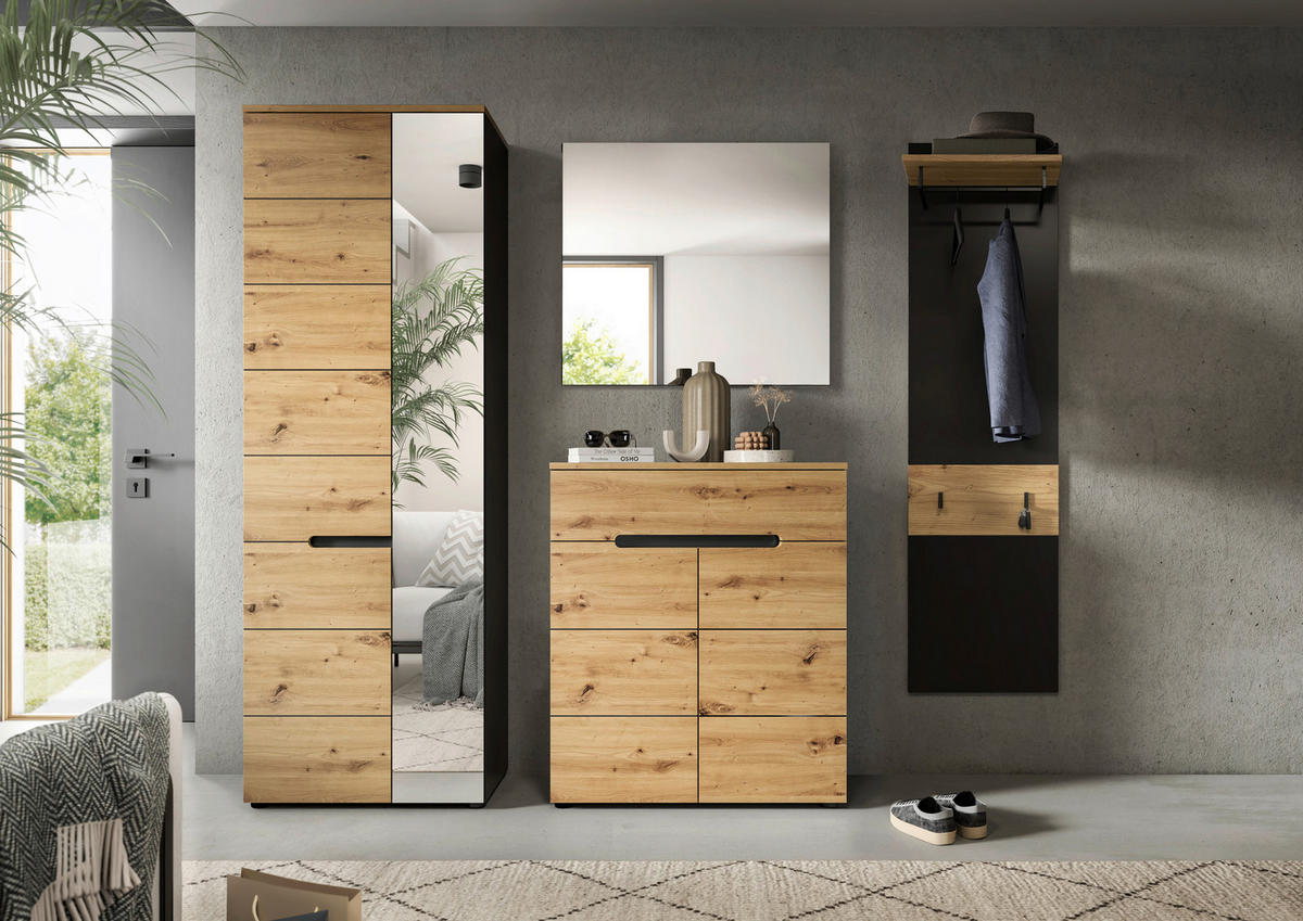 Garderobe Canu basaltgrau Nachbildung Artisan Nachbildung B/H/T: ca. 220x190x37 cm Canu - basaltgrau (220,00/190,00/37,00cm) - xonox.home