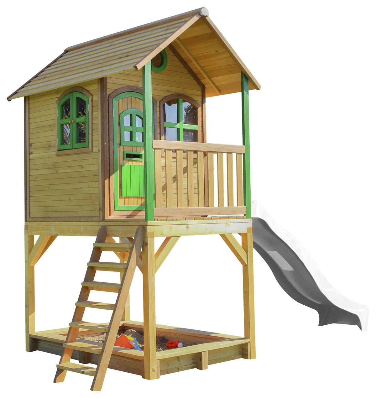 AXI Spielhaus Sarah braun B/H/L: ca. 370x2914x191 cm Sarah - braun/weiß (191,00/370,00/2914,00cm) - AXI