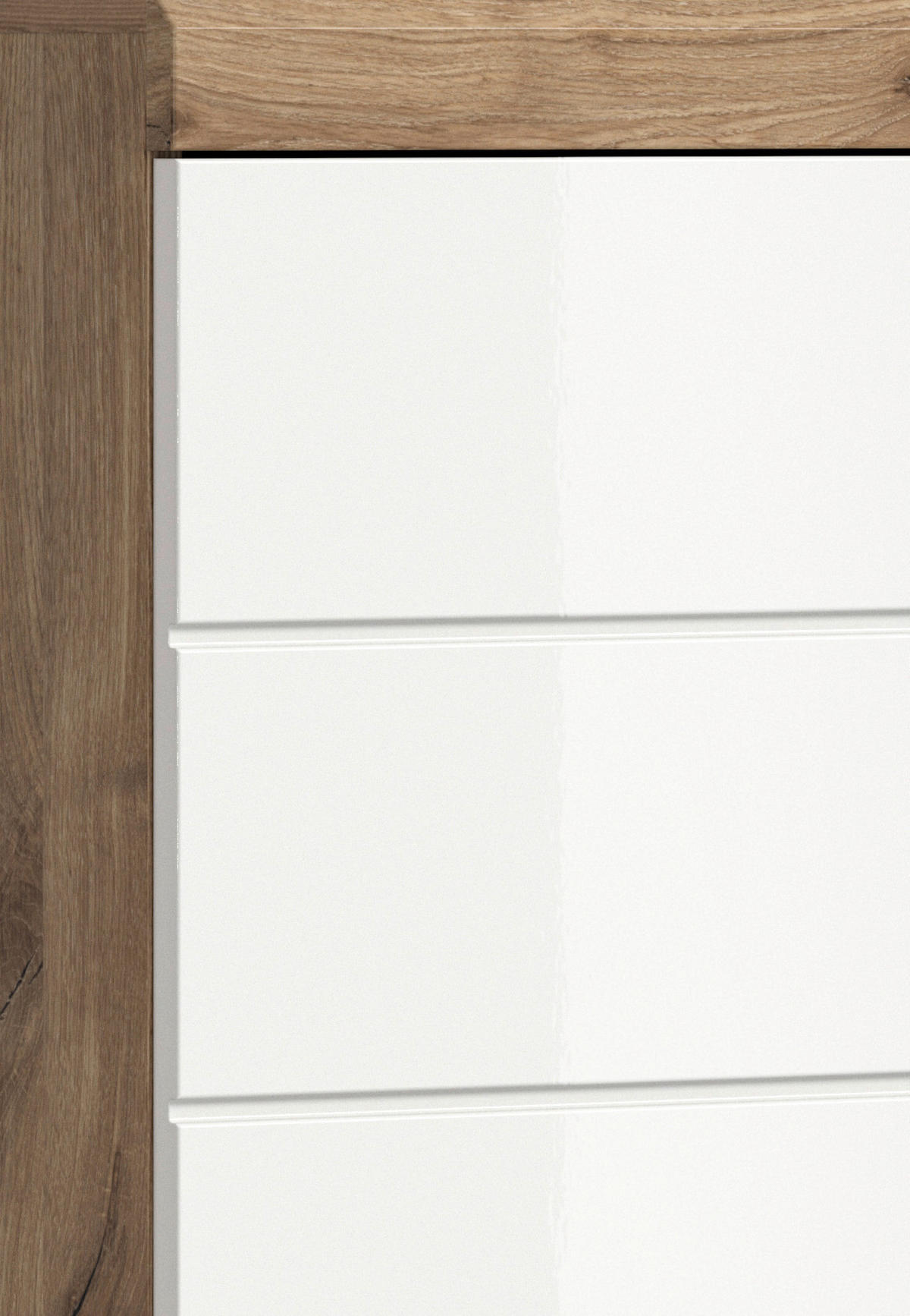 Waschbeckenunterschrank Wave Oak Nachbildung weiß Hochglanz B/H/T: ca. 60x56x34 cm Wave - weiß/Oak (60,00/56,00/34,00cm)
