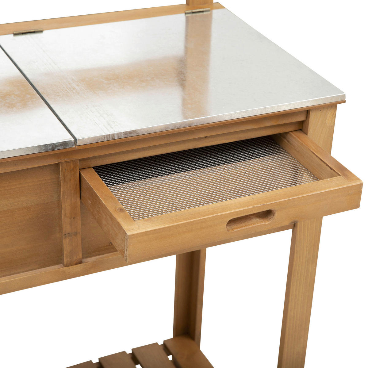 Outsunny Pflanztisch mit Haken natur B/H/L: ca. 42x142x80 cm Pflanztisch 845-375 - natur (80,00/42,00/142,00cm) - Outsunny