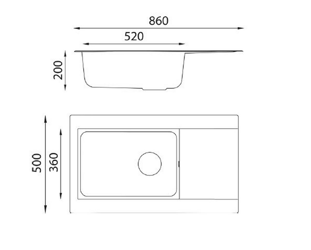 Respekta Einbauspüle Denver 86 x 50 G Beton grau Mineralite B/H/T: ca. 86x20x50 cm Denver 86 x 50 G - Beton/grau (86,00/20,00/50,00cm) - Respekta