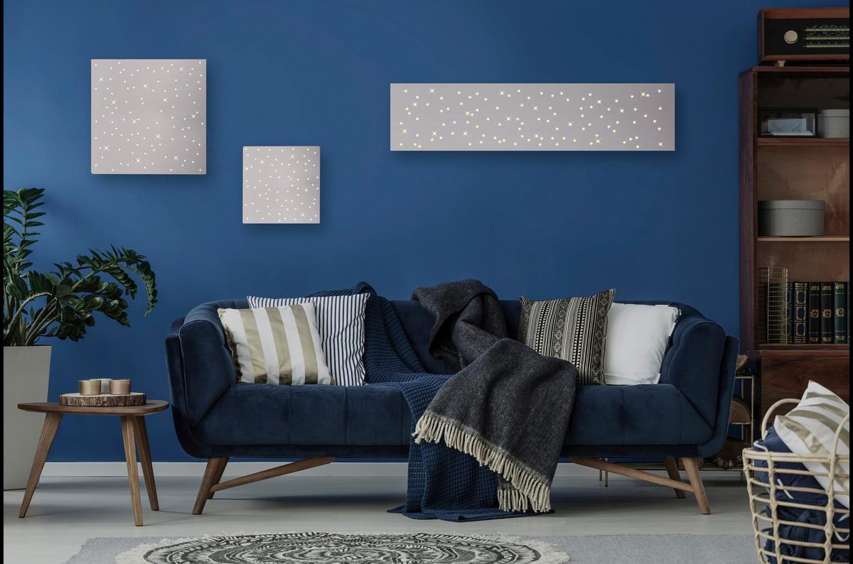 Just Light LED-Deckenleuchte SPARKLE 14672-55 stahlfarbig Metall B/H/T: ca. 25x4x100 cm 1 Brennstellen SPARKLE - stahlfarbig (25,00/4,00/100,00cm) - Just Light