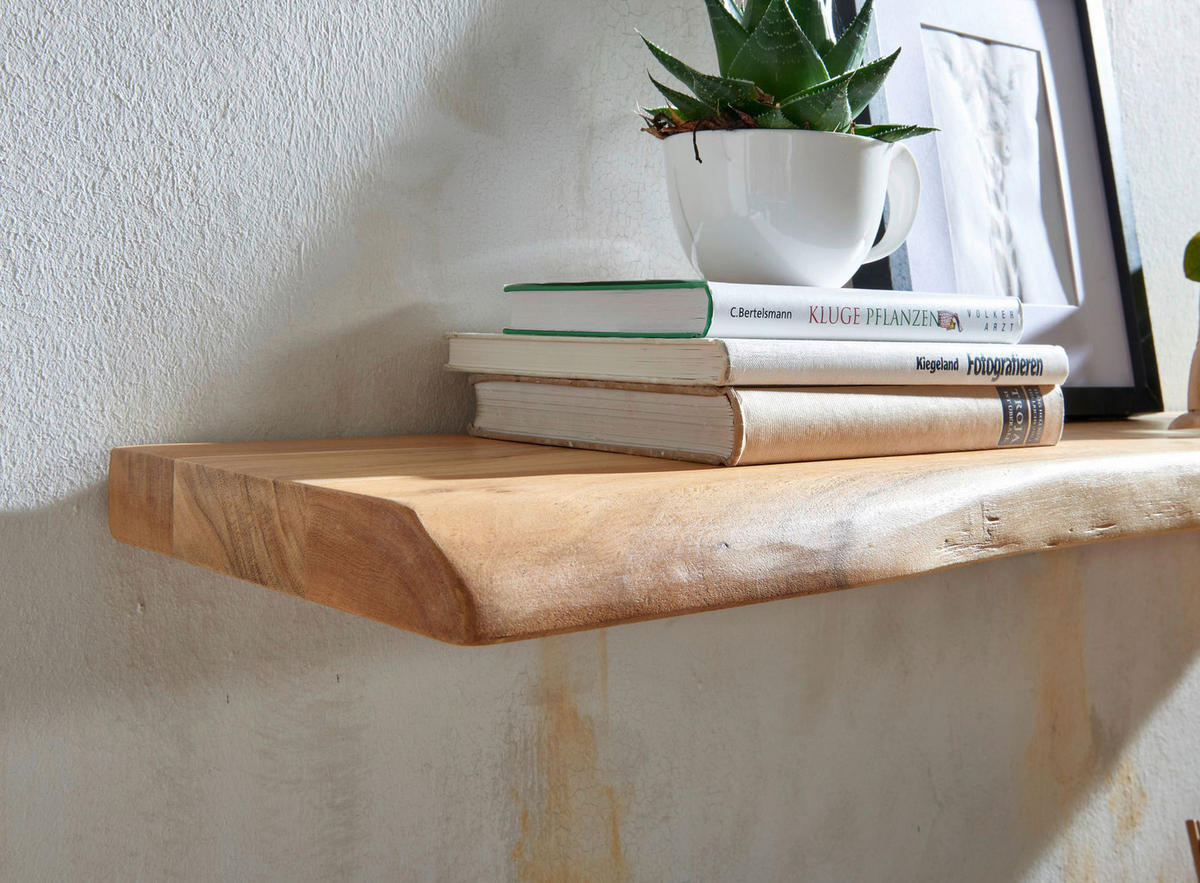 Wandregal braun Holz B/H/T: ca. 100x4x26 cm Wandregal - braun (100,00/4,00/26,00cm) - Wohnling