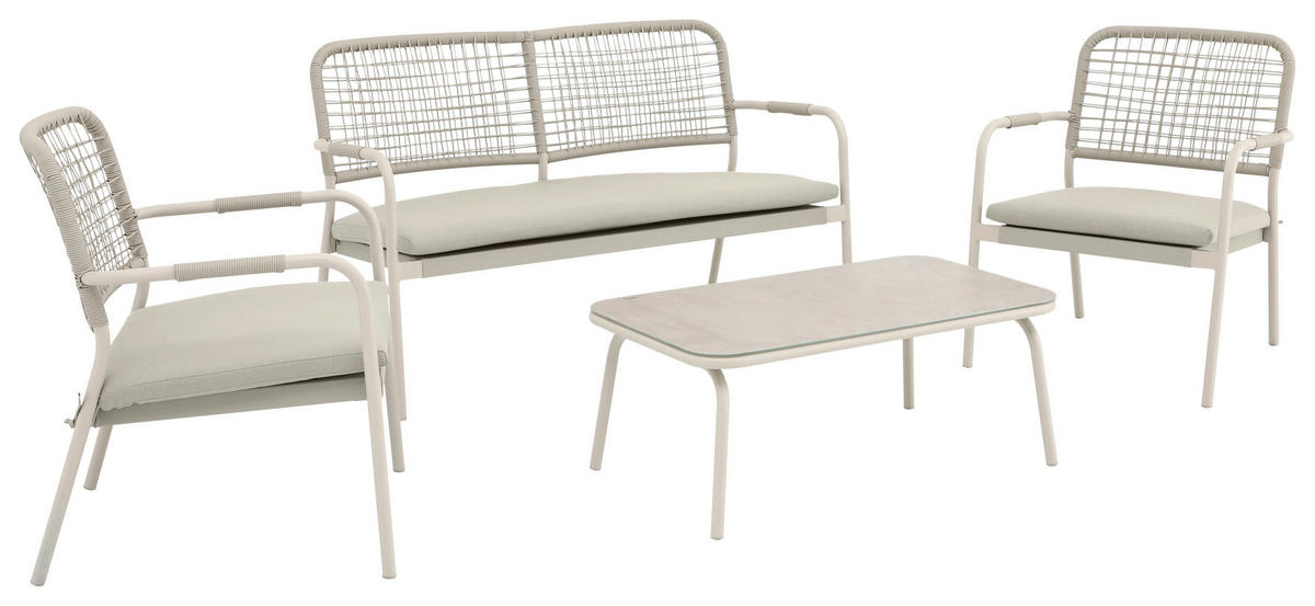 POCOline Gartensitzgruppe beige Stahl Gartensitzgruppe_St.Henri_4tlg. - beige/weiß - POCOline