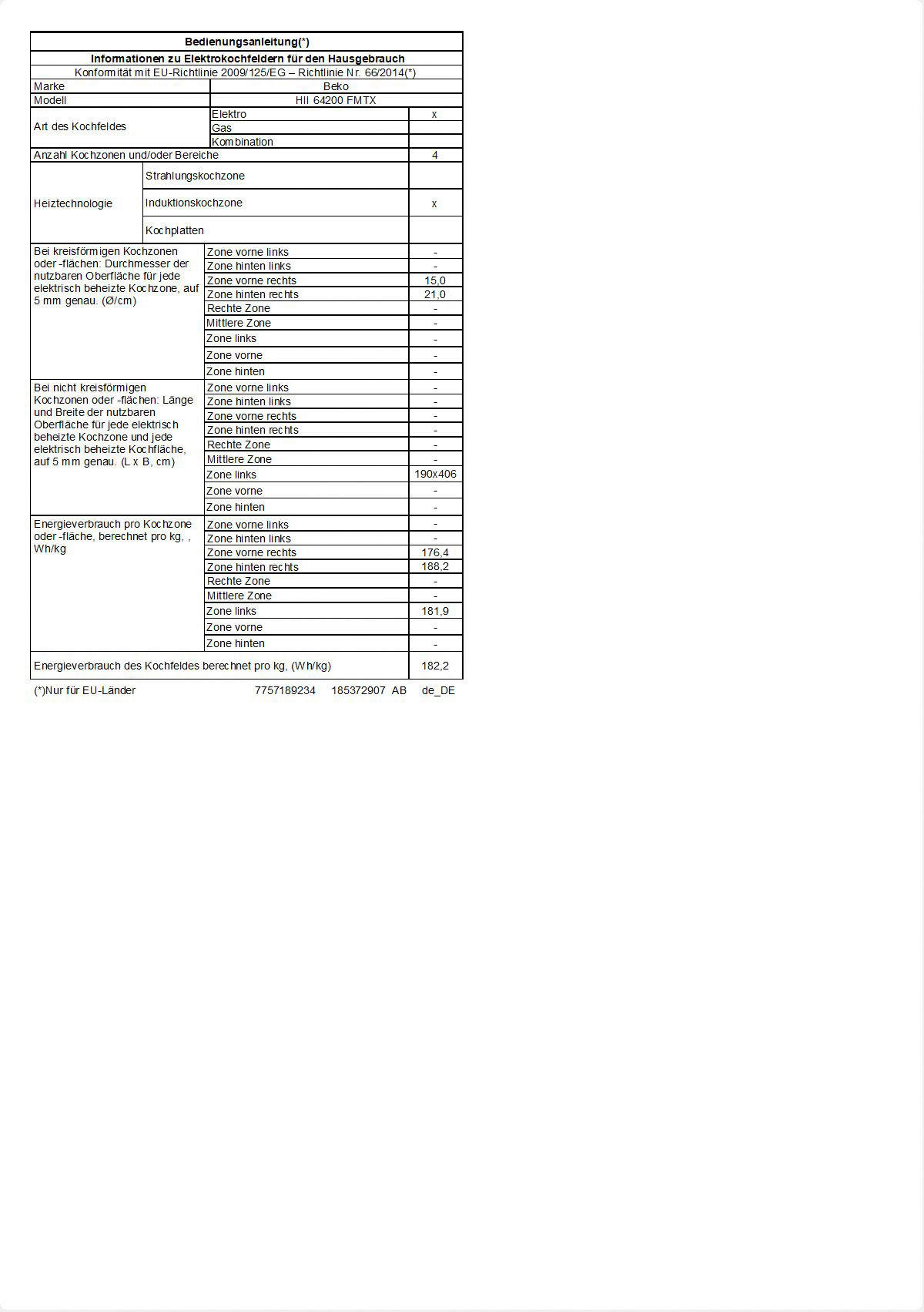 beko Induktionskochfeld HII64200FMTX schwarz Glas B/H/T: ca. 58x52x51 cm HII64200FMTX - schwarz (58,00/52,00/51,00cm) - Beko