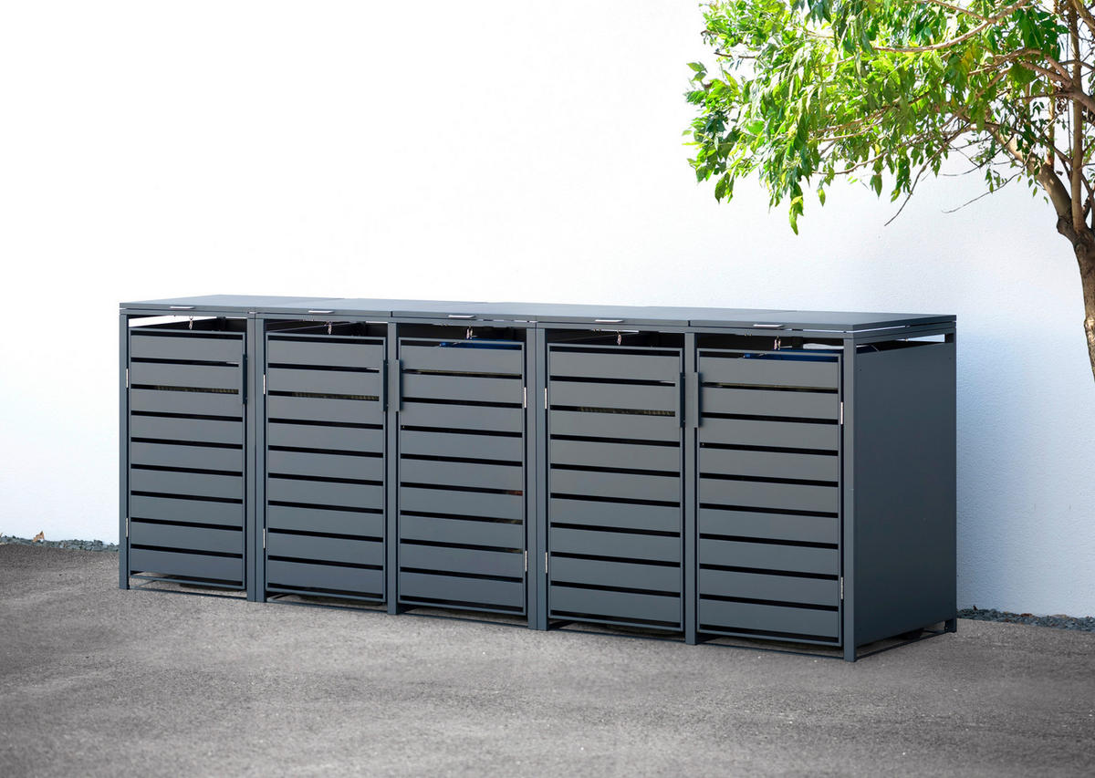 Westmann Mülltonnenbox5-fach Kubus 5-fach Kubus - anthrazit (332,00/116,00/80,00cm) - Westmann