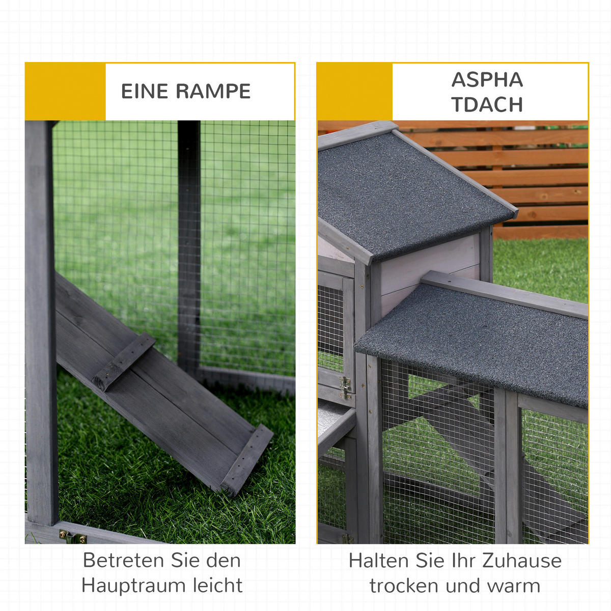 PawHut Kleintierstall grau Holz B/H/L: ca. 54x84x147 cm Kleintierstall - grau (147,00/54,00/84,00cm) - PawHut