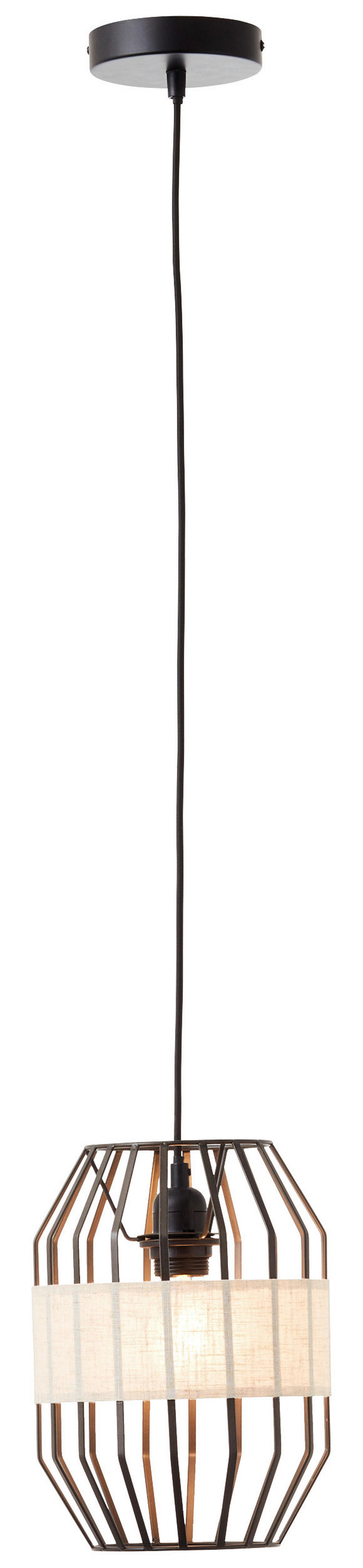 Brilliant Pendelleuchte Slope 99478/76 schwarz natur Metall Textil H/D: ca. 136x23 cm E27 1 Brennstellen Slope - natur/schwarz (23,00/136,00cm) - Brilliant