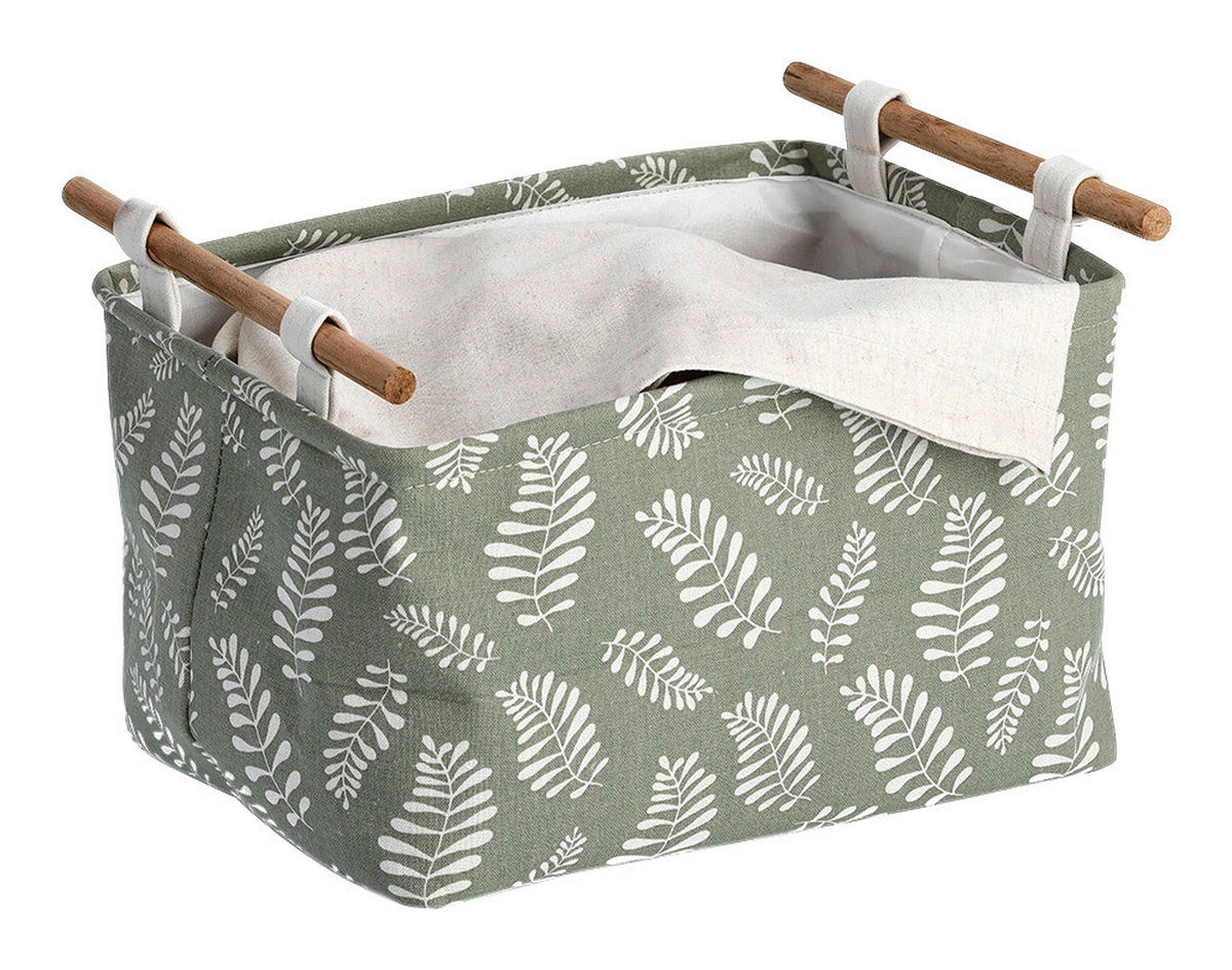 Zeller Aufbewahrungskorb Leaves grün Baumwolle B/H/L: ca. 27x20,5x35 cm Leaves - grün (35,00/27,00/20,50cm) - Zeller