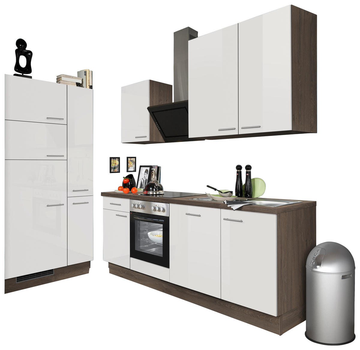 Impuls Küchenblock IP4050 weiß Hochglanz B/T: ca. 310x60 cm IP4050 - Eiche/weiß (310,00/60,00cm) - Impuls