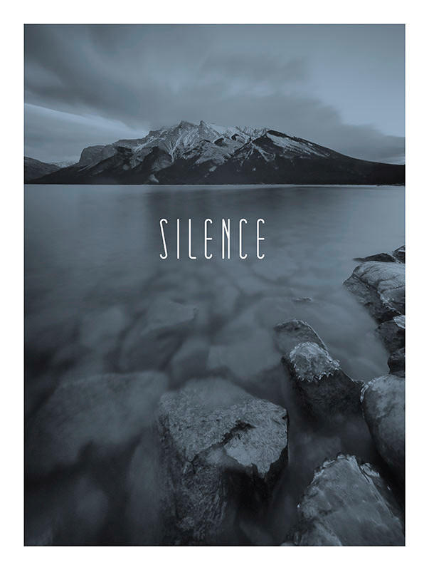 Komar Wandbild Word Lake Silence Steel Natur B/L: ca. 30x40 cm günstig online kaufen