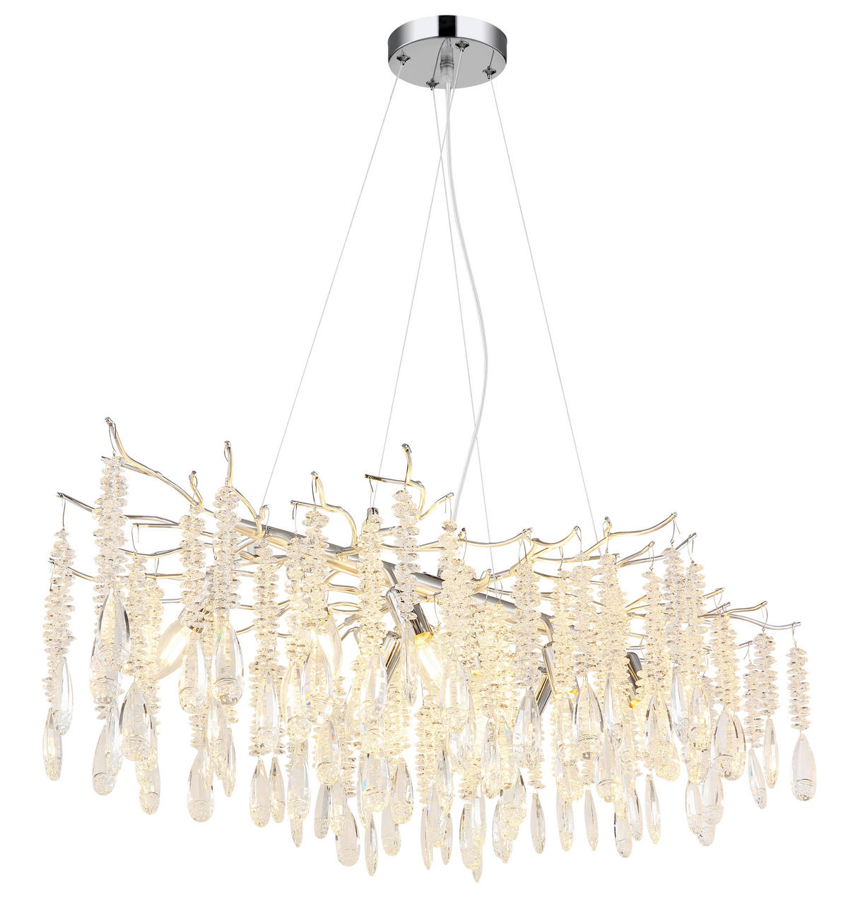 GLOBO Luster silber klar Glas Metall B/H/L: ca. 60x120x100 cm E14 10 Brennstellen Kinga - klar/silber (100,00/60,00/120,00cm) - GLOBO