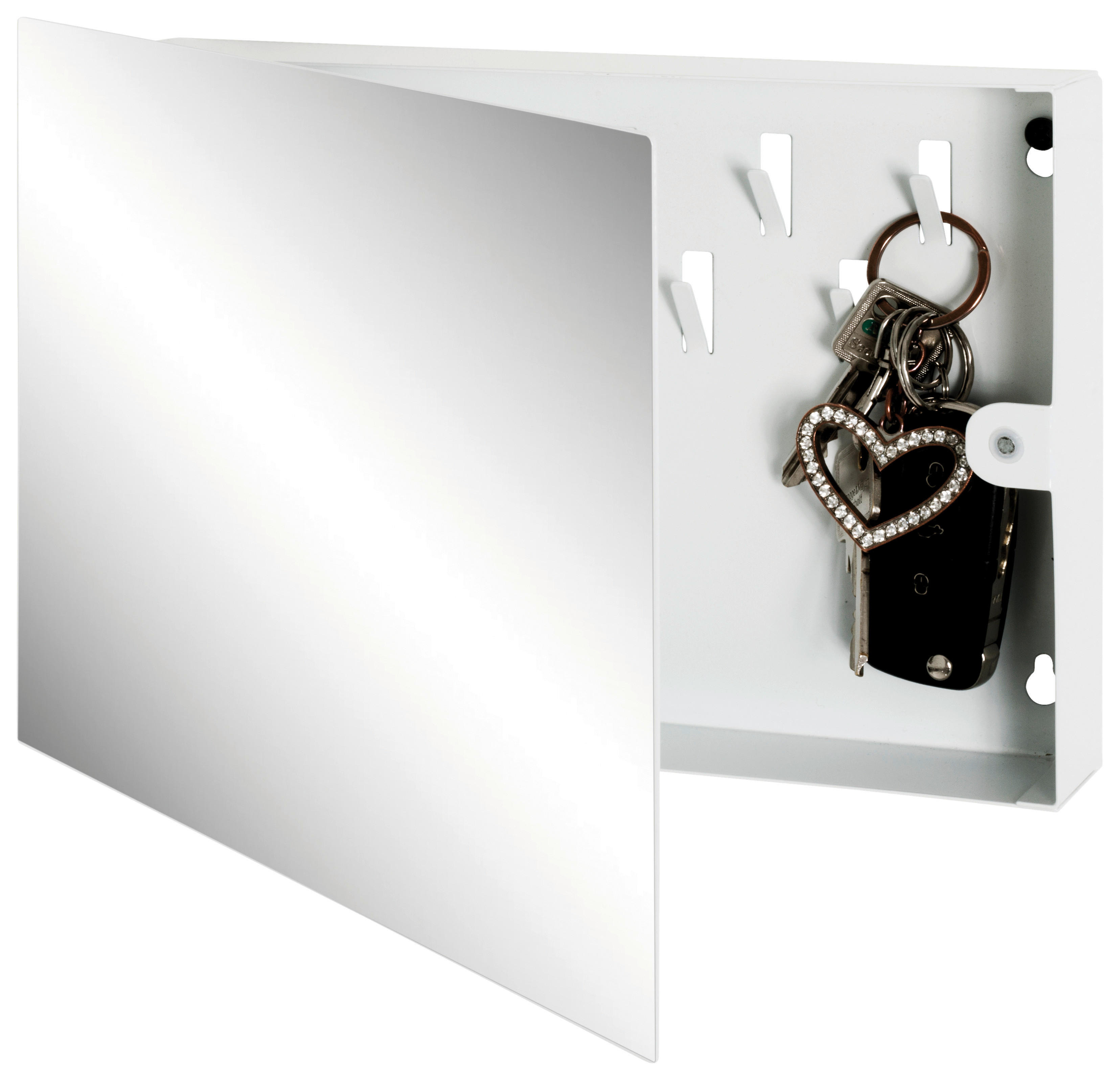 Schlüsselkasten  weiß B/H/T: ca. 28x19x4 cm Spiegel_Schlüsselkasten_21369 - weiß (28,00/19,00/4,00cm)