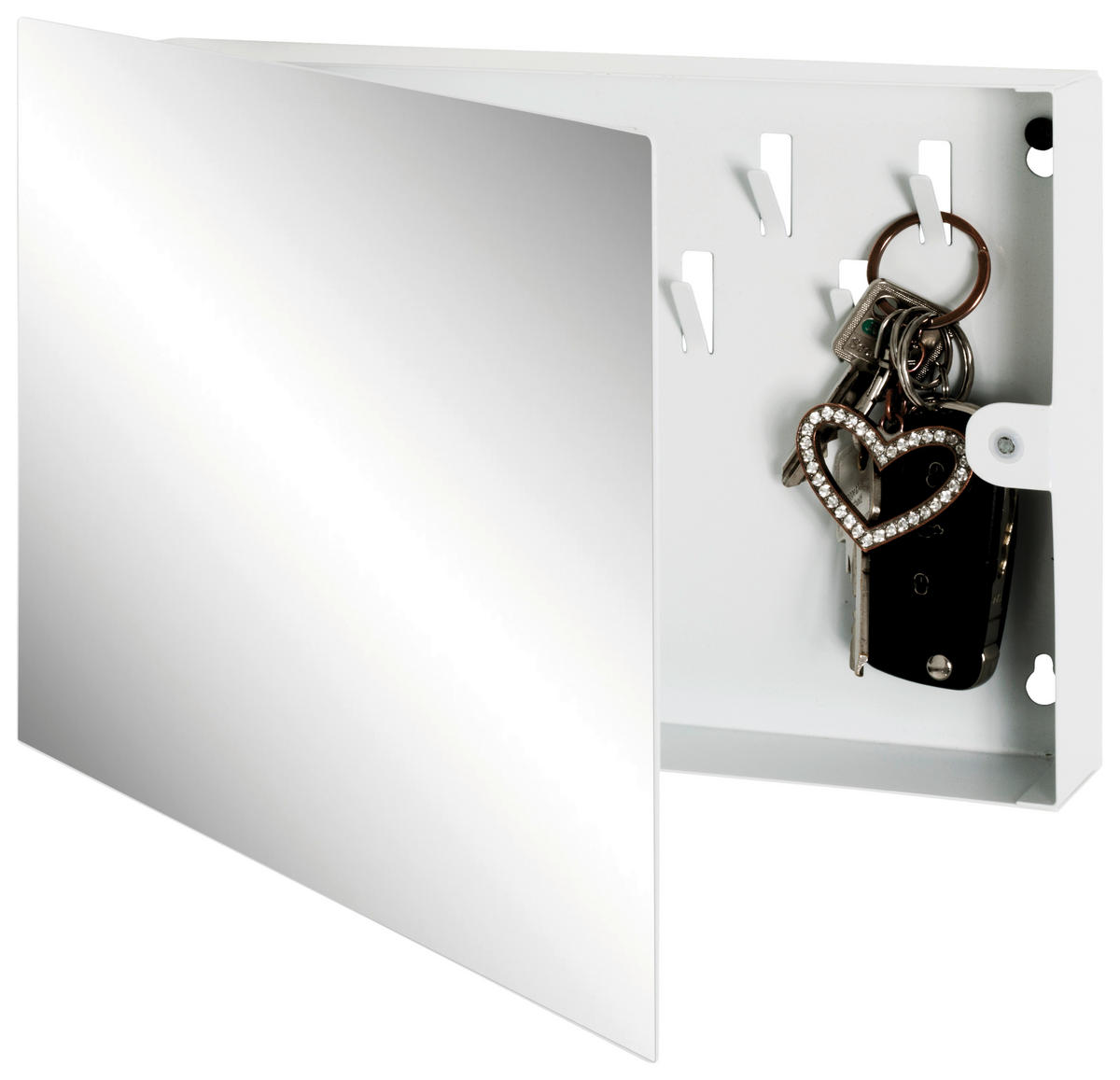 Schlüsselkasten  weiß B/H/T: ca. 28x19x4 cm Spiegel_Schlüsselkasten_21369 - weiß (28,00/19,00/4,00cm)