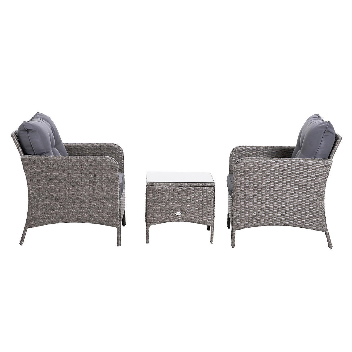 Outsunny Gartensitzgruppe dunkelgrau Polyrattan Gartengarnitur_5tlg. - dunkelgrau - Outsunny