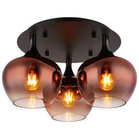 Deckenleuchte schwarz Metall Glas H/D: ca. 25,5x45 cm E27 3 Brennstellen Maxy - schwarz (45,00/25,50cm)