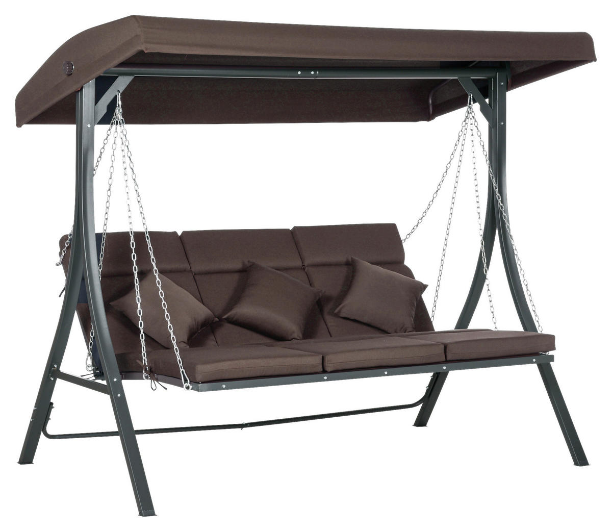 Outsunny Hollywoodschaukel schwarz Eisen B/H/L: ca. 118x168x198 cm Hollywoodschaukel - braun/schwarz (198,00/118,00/168,00cm) - Outsunny