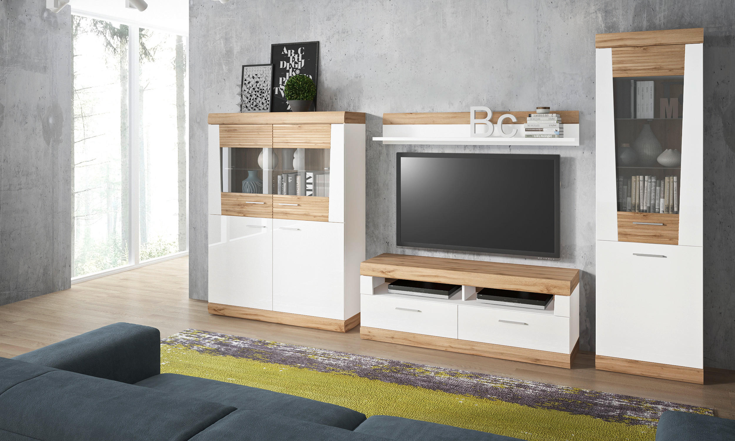 TV-Lowboard Merida B/H/T: ca. 140x53x42 cm Merida - Eiche/weiß (140,00/53,00/42,00cm)
