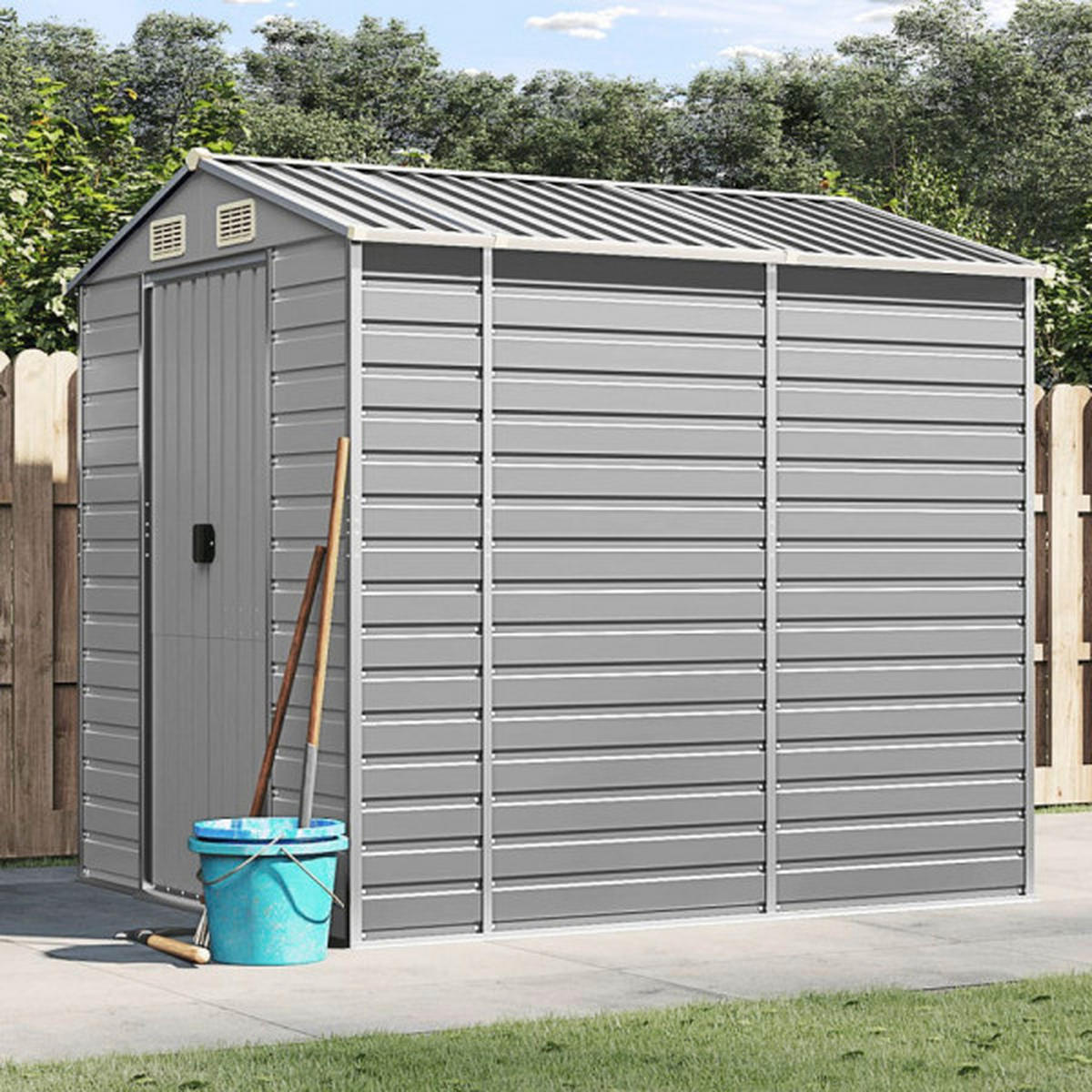 VidaXL Gartenhaus grau B/H/T: ca. 191x198x215 cm Gartenhaus - grau (191,00/198,00/215,00cm) - VidaXL