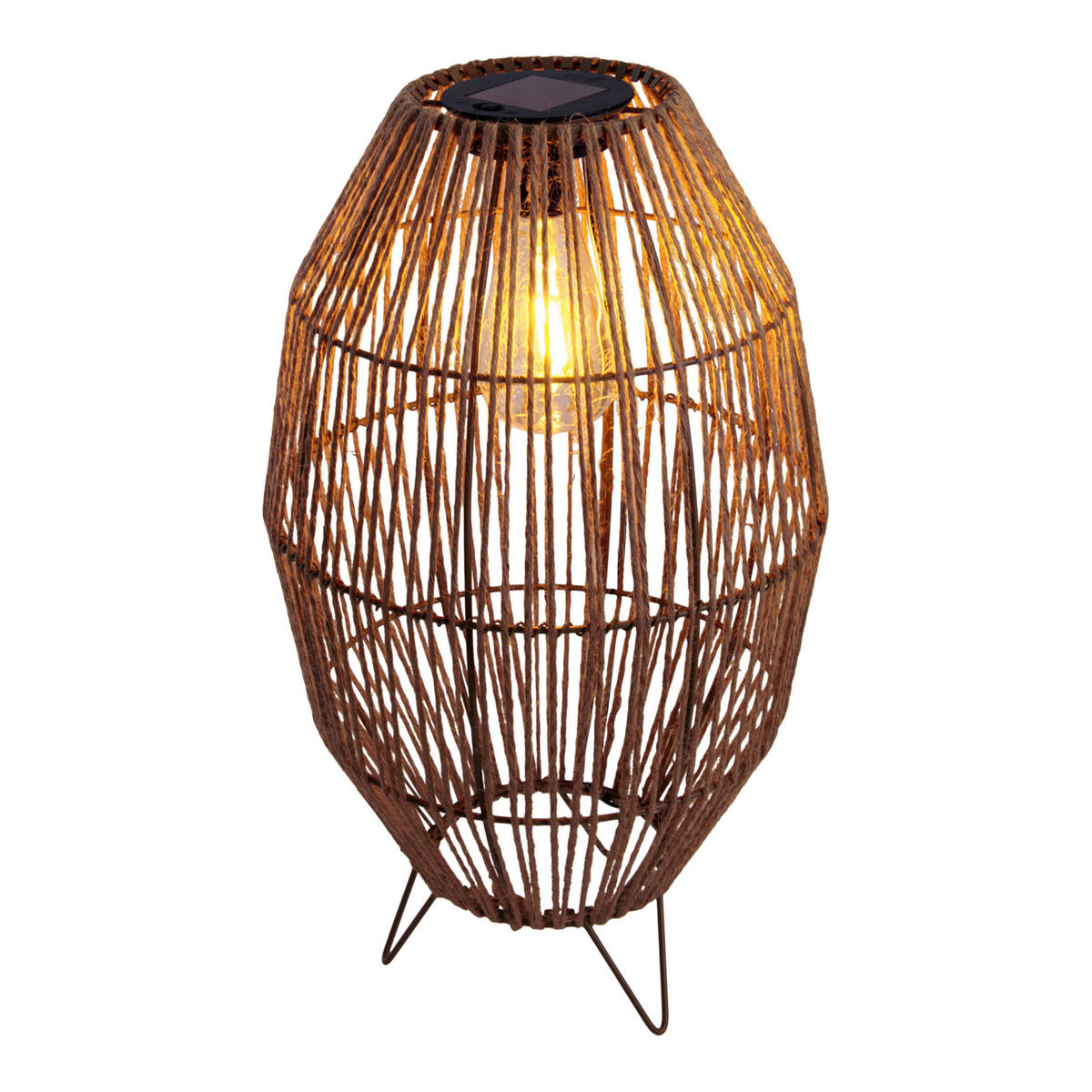 LED-Solarleuchte Korbinian 5292327 natur Kunststoff Eisen B/H/L: ca. 19,5x34x19,5 cm LED Solarleuchte "KORBINIAN" - natur (19,50/19,50/34,00cm) - Näve Leuchten