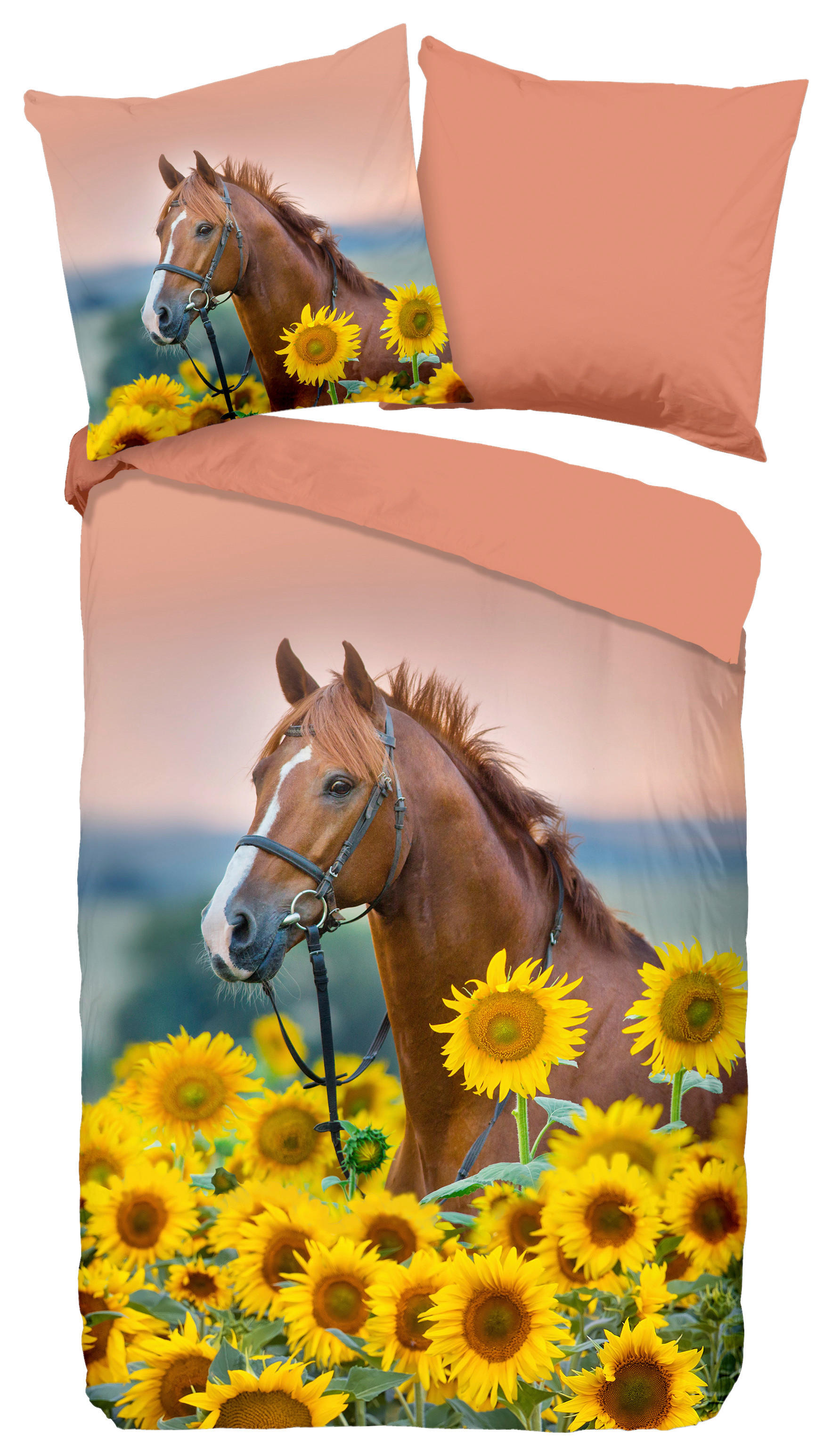 good morning Kinderbettwäsche »Beauty Horse Sunflower«, Baumwolle, 135x200, günstig online kaufen