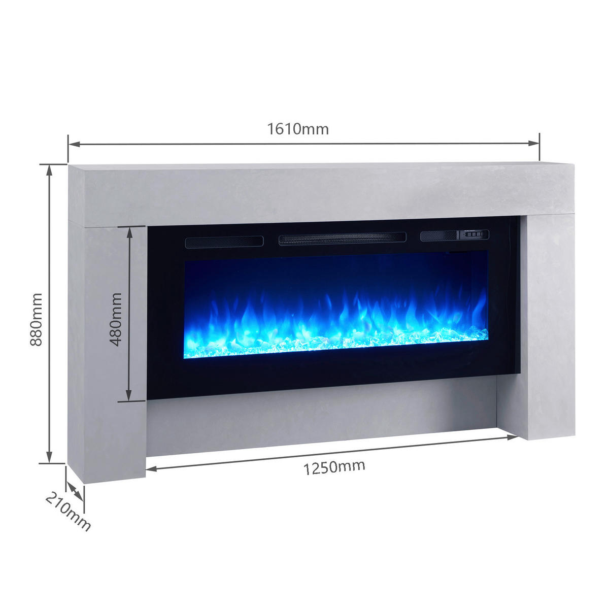 Balderia Elektrischer Kamin Elektrischer-Kamin Zeus grau MDF B/H/T: ca. 88x161x21 cm Elekt.-Kamin Zeus EF173D-MT173F-CG - grau (88,00/161,00/21,00cm) - Balderia