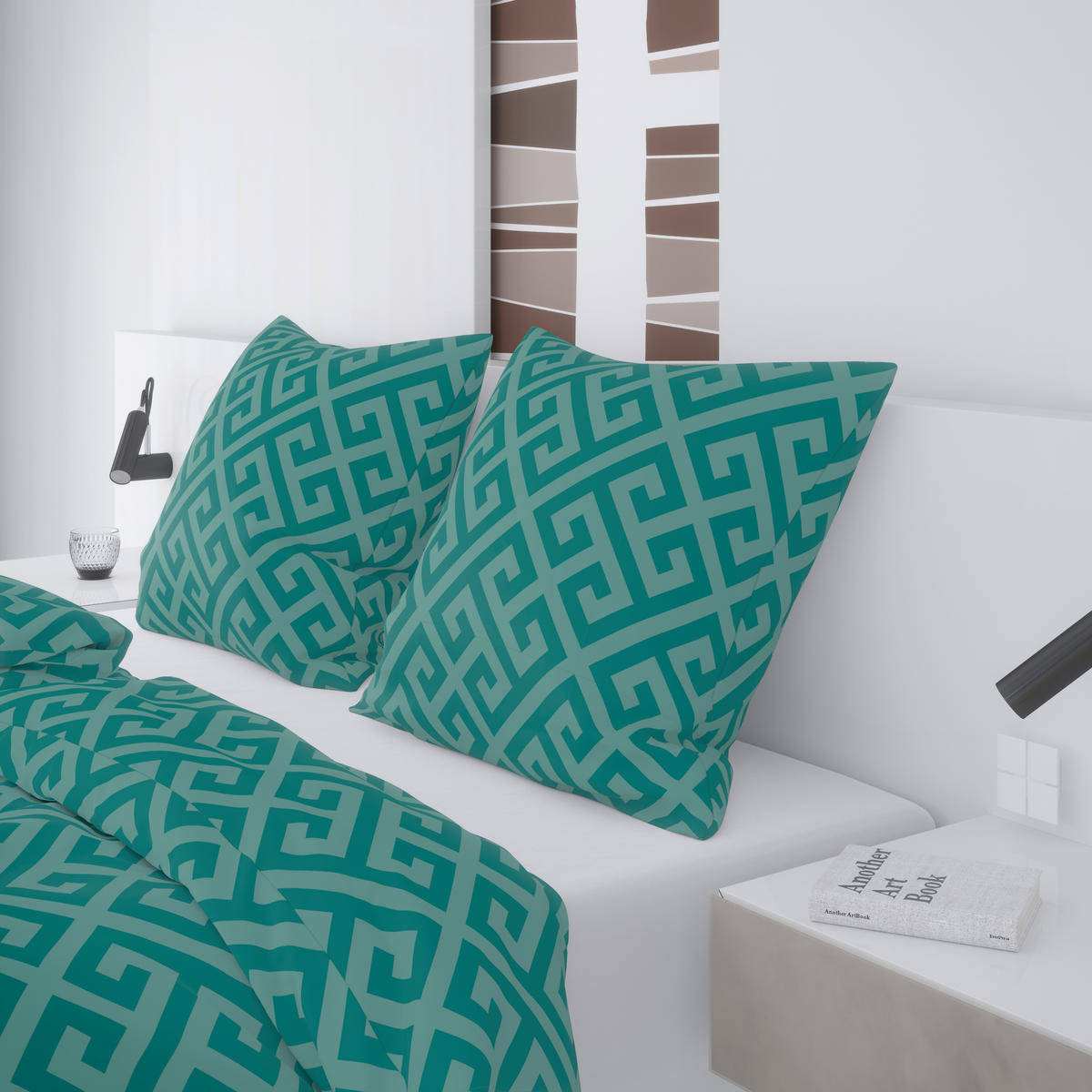 Microfaser Bettwäsche Fleece Bettwäsche_Fleece Greek petrol - petrol (135,00/200,00cm)